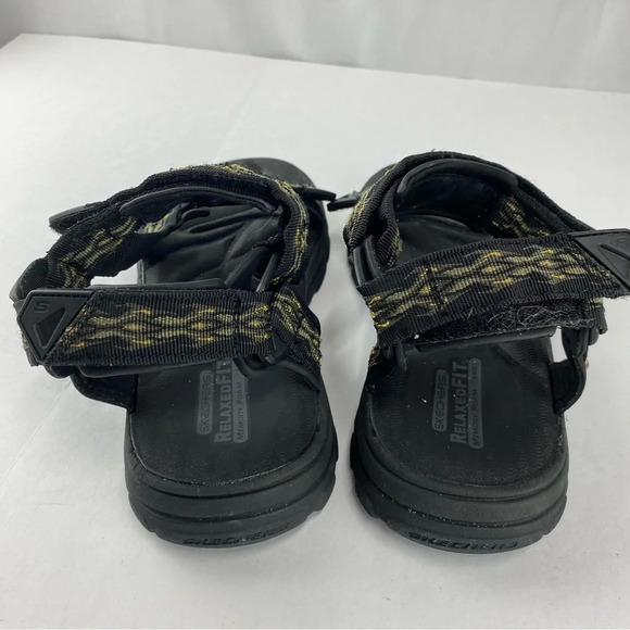 Skechers Mens 10 Black Hellow Relaxed Fit Memory Foam 360 Sandals Hook and Loop - Picture 2 of 6